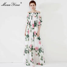 MoaaYina Fashion Designer dress Spring Summer Women Dress Rose Floral-Print Vacation Maxi Dresses 2024 - buy cheap