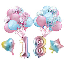 Juego de globos de aluminio con números de arcoíris, suministros de decoración de aniversario para fiesta de cumpleaños, 10, 16, 18, 20, 30, 40, 50, 60, 70, 80, 90 años, 34 Uds. 2024 - compra barato