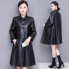 New Winter 2020 Autumn Trench Black Female Faux Coat Plus Size 5XL Long Leather Jacket Women Clothing 2024 - buy cheap