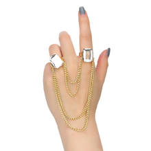 Creative Gold Adjustable Rings for Women Square Crystal Multilayer Chain Bague Exaggerated Boho Rings Party Jewelry 2024 - buy cheap