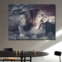 Black White Africa Wild Animals Roaring Lion Canvas Paintings Posters And Prints Wall Pictures Living Room Home Decoration 2024 - buy cheap