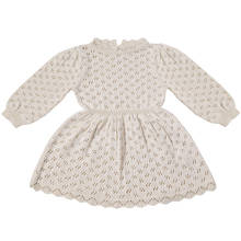 Toddlers Girls Knitted Hollow Out Dress 2020 Autumn New Kids Clothes Solid Color Puff Sleeve Children Princess Dresses 2024 - buy cheap