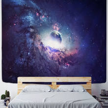 Tapiz de la Vía Láctea, universo interestelar espacial, Luna, sol y tierra, decoración de pared, tela de poliéster, tapiz colgante de pared 2024 - compra barato