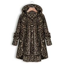 Женское зимнее леопардовое пальто плюшевый флис с капюшоном Пушистый кардиган оверсайз 5XL Свободная куртка Роскошные пальто из искусственного меха 2024 - купить недорого