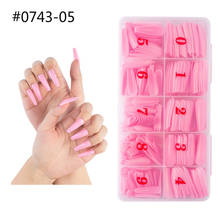 500pcs/box Fake Nails Artificial Press on Long Ballerina Pink/Black/Yellow DIY False Coffin Nail Art Tips Full Cover Jewelry Box 2024 - buy cheap