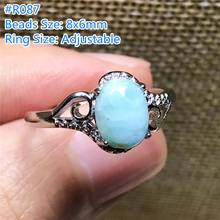 8x6mm Natural Larimar Stone Ring For Woman Lady Man Silver Oval Beads Water Pattern Stone Adjustable Finger Ring Jewelry AAAAA 2024 - buy cheap