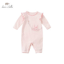 DBH15933 dave bella spring new born baby girls fashion bow cartoon jumpsuits infant toddler clothes children romper 1 piece 2024 - buy cheap