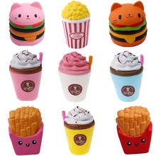 2021 Jumbo Squeeze Toys Children Slow Rising Antistrss Toy Cat Hamburger Fries Squishies Stress Relief Toy Funny Kids Gift Toy 2024 - buy cheap