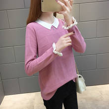 ZB4239 New 2020 spring autumn women's fashion doll collar knit pullover slim long sleeve sweater cheap wholesale 2024 - buy cheap