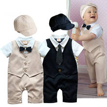 2021 New Summer Romper Baby Boys Clothes For Birthday Party Evening Costume 3pcs Newborn Jumpsuit Outfits Kids Boys Jumpsuits 2Y 2024 - buy cheap