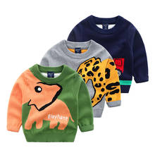 Suéter infantil de malha de algodão, pulôver quente de algodão com estampa de elefante para meninos, outono e inverno 2024 - compre barato
