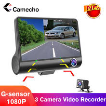 Camecho Автомобильный видеорегистратор 1080P 3 объектив камеры 4,0 дюймов видеорегистратор авто видеорегистратор с камерой заднего вида g-сенсор видеорегистратор 2024 - купить недорого