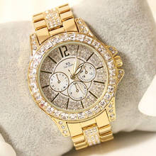Novo relógio de pulso de diamante de marca de luxo feminino 2021 strass elegante relógios femininos de ouro relógios de pulso para mulheres 2024 - compre barato