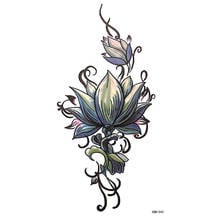 Tatuagem adesiva temporária de flor de lótus, tatuagem feminina, braço, mão falsa, à prova d'água, transferível, arte corporal 2024 - compre barato