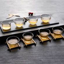 Taza de té transparente de estilo japonés, recipiente de vidrio resistente al calor de Kung Fu, tazón de té de flor de agua, vajilla de cocina para el hogar y la Oficina 2024 - compra barato