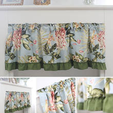 Cortina de bolso para sala de estar, cortina curta com costura verde estilo americano 1 peça 2024 - compre barato