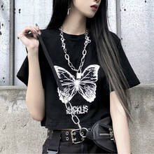Women t-shirt cotton summer harajuku short sleevekorean style Tops kpop Gothic tees dropshipping streetwear print black clothes 2024 - buy cheap