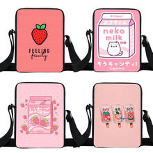 Bolso de hombro de lona para mujer, bolsa de mensajero Harajuku Kawaii de leche de fresa, Lolita, adolescentes, portátil, regalo 2024 - compra barato