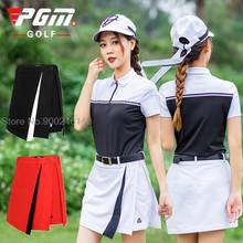 Униформа Pgm, одежда для гольфа, женская футболка с коротким рукавом, спортивный женский костюм для гольфа, Женская плиссированная короткая юбка, комплект одежды 2024 - купить недорого