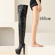 Fashion Over the Knee Boots Women Platform High Heels Long Thigh Boot Lace-up Black Red Fetish Dance Shoes Ladies Large Size 46 2024 - buy cheap