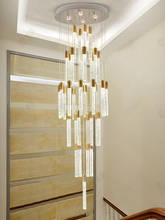Хрустальная длинная люстра, современный минималистичный креативный светильник, роскошные лампы в гонконгском стиле, вилла, дуплекс, здание, спираль 2024 - купить недорого