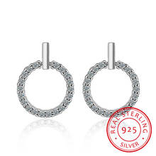 2019 Fashion 925 Sterling Silver Round Rhinestone Stud Earrings Jewelry Pendientes Brincos de prata Fine Jewelry 2024 - buy cheap