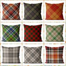 Colors Cushion Cover Linen Pillowcase Farmhouse Home Decoration Sofa Throw Buffalo Check Plaid 40*40 45*45 Christmas Decorative 2024 - buy cheap