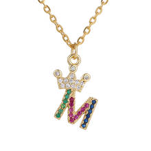 Initials A-Z 26 Alphabet Pendants Necklace for Women Stainless Steel Crown Cubic Zircon Initials Pendant Shinning Collares Jewel 2024 - buy cheap