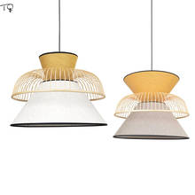 Japanese Fabric Bamboo Pendant Lights E27 Modern Minimalist LED Hanging Lamp Dining Room Bar Decor Bedroom Living/Model Room 2024 - buy cheap