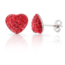 Fashion Stainless Steel Heart  Pave Crystal Stud Earring 2024 - buy cheap