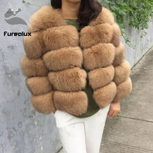Furealux 50cm Real Fox Fur Coat Women Winter Thick Fur Jacket Short Fur Coat Wholesale Genuine Fox Short Sleeve 2024 - buy cheap