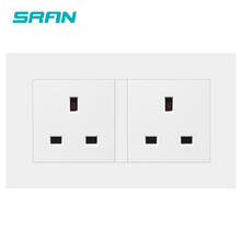 SRAN uk wall socket,duplex 13a 250v white/black/gold flame retardantpc panel 146mm*86mm with iron plate uk socket 2024 - buy cheap