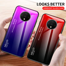 For OnePlus 7T Case Fashion Hard Tempered Glass Luxury Gradient Protective Back Cover case For one plus 7t Pro oneplus7t 1+7T 2024 - buy cheap