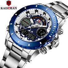 Kademan relógio masculino de pulso, relógio de pulso de marca de luxo, esportivo, de quartzo, lcd digital, totalmente em aço 2024 - compre barato