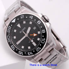 Bliger 43mm Black Dial Automatic Mechanical Mens GMT Watch Luxury Business Calendar Clock Sapphire Glass Luminous Wristwatch Men 2024 - buy cheap