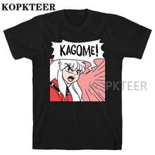 Japanese Anime Inuyasha Screaming Kagome T-shirts Top New 2020 Ladies Mens Graphic Male Tee Cotton Black T-Shirt 2024 - buy cheap