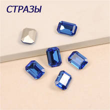 Sapphire Rectangular octagonal DIY Crystals pointback crystal strass K9 glass rhinestones for clothing shoes bags Accessories 2024 - buy cheap