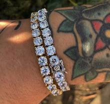 Hip Hop Men's Bracelet Iced Out Single Row Rhinestones Bling Tennis Charm Zirconia Link Chain Jewelry Pulsera 2019 New Arrivals 2024 - buy cheap