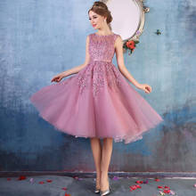 Elegant Cocktail Dresses A-line Scoop Tulle Appliques Beaded Knee Length Homecoming Dresses 2024 - compre barato