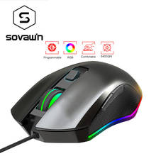 Rgb gaming mouse rgb led respiração backlight 6400 dpi wired mouse macro ergonômico gamer 6 teclas programáveis para computador 2024 - compre barato