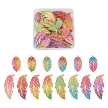 56 pçs/caixa encantos da folha cor do arco-íris resina pingentes acrílico transparente grandes pingentes para diy jóias brincos colar que faz 2024 - compre barato