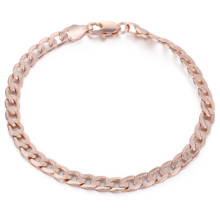 Pulsera de oro rosa para hombre y mujer, joyería de cadena con corte martillado de 5mm, curva plana cubana, regalos LGB251 2024 - compra barato