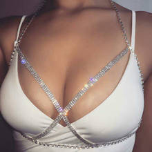 Fashion women sexy Rhinestone body underwear chain shining crystal geometry body chain sling bra chain jewelry bikini jewelry 2024 - buy cheap