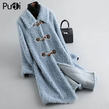 Женское меховое пальто PUDI A19053 из натуральной шерсти, куртка с застежкой-молнией, парка большого размера, женские зимние теплые пальто из натурального меха, Тренч 2024 - купить недорого