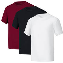 Camisa masculina de mangas curtas, nova camiseta de verão de marca de alta qualidade 100% algodão, camisa com gola redonda, camiseta para homens, tops 3 tamanhos 2024 - compre barato