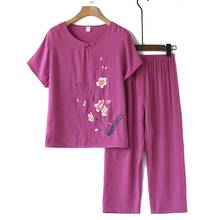 2 pçs pijamas conjunto feminino verão nova impressão floral camisa & pant pijamas terno senhora casual casa wear nightwear plus size 4xl 2024 - compre barato