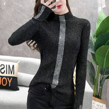 #3806 Shiny Diamonds Women Sweaters And Pullovers Turtleneck Knitwear Sweater Casual Tight Knitted Top Ladies Black Green Blue 2024 - buy cheap