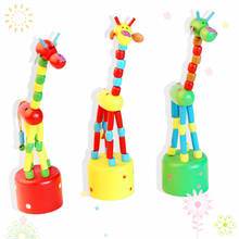 Забавный Жираф, деревянные игрушки Монтессори, детская танцевальная подставка, качающийся жираф, игрушка для мальчиков и девочек, развивающая головоломка, игрушки для детей, подарок 2024 - купить недорого