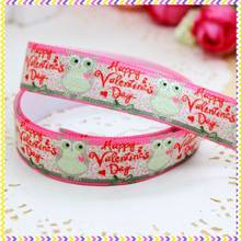 DHK 5/8'' 5yards Fold Over Elastic FOE valentine owl printed headband headwear hair band diy decoration OEM Wholesale E359 2024 - buy cheap