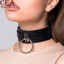 CEA.HARNESS O-ring Choker Leather Choker Leathe Collar BDSM  Submissive Fetish Neck Belt Slave Circle Ring Leather Neck 2024 - buy cheap